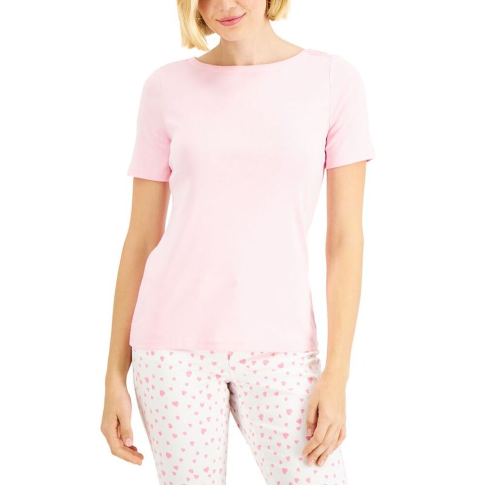 Charter Club Cotton Boat-Neck Top